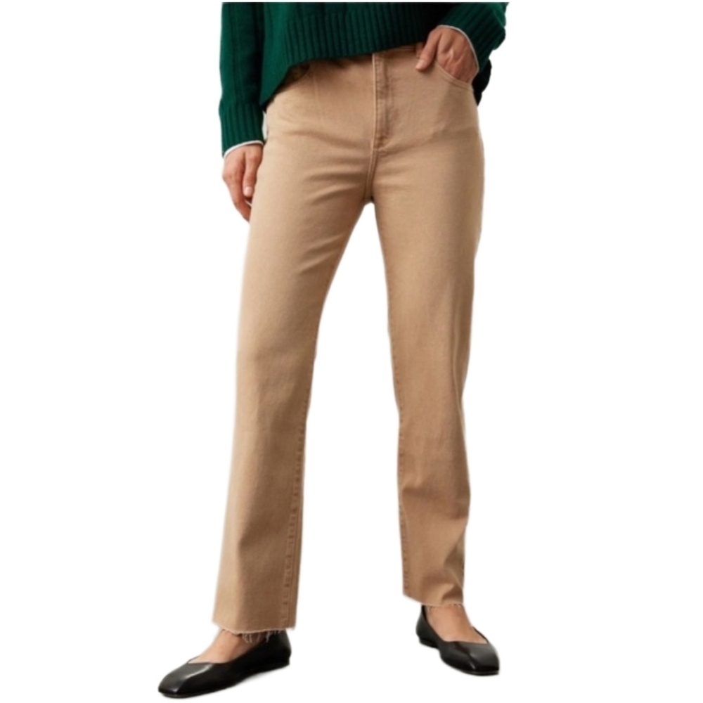 NEW DL1961 High-Rise Straight Leg Ankle Jean Brown Tan Size 25 Raw Hem Minimalis